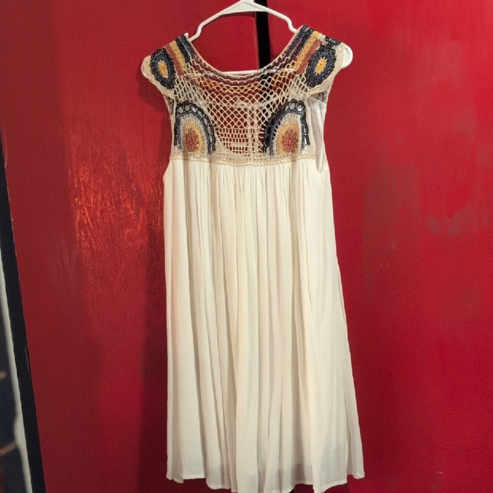 EARTHBOUND Cream and Multicolor Crochet Midi Dress